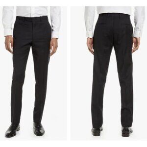 JB Britches Men's 40x32 Wool Blend Flat Front Dress Pants Black M0818